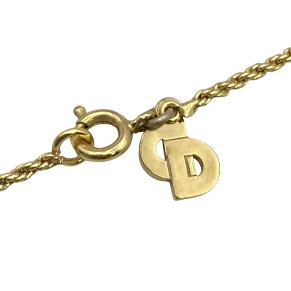 Auth DIOR/ChristianDior - Gold Clear Black Hardware Rhinestones Necklace - Picture 2 of 4
